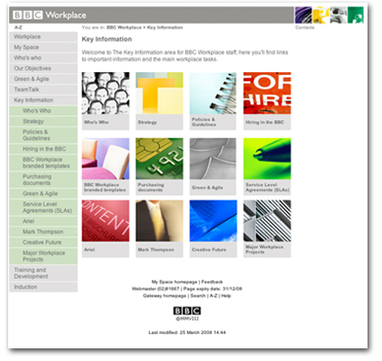 BBC Intranet web design